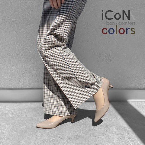 Basic Item SALE10%OFF：2024AW：iCoN COLORS：ポインテッドトゥ エナメル パンプス（C57171）グレージュE/mamian（マミアン）