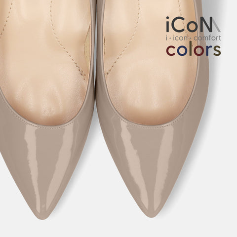 Basic Item SALE10%OFF：2024AW：iCoN COLORS：ポインテッドトゥ エナメル パンプス（C57171）グレージュE/mamian（マミアン）