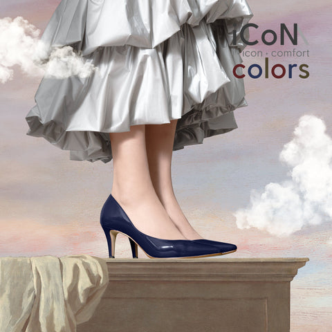 Basic Item SALE10%OFF：2024AW：iCoN COLORS：ポインテッドトゥ エナメル パンプス（C76531）クラシックネイビー/mamian（マミアン）