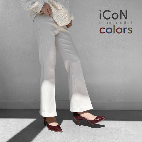 Basic Item SALE10%OFF：2024AW：iCoN COLORS：ポインテッドトゥ クロコ型押し パンプス（C76534）ボルドーCR/mamian（マミアン）