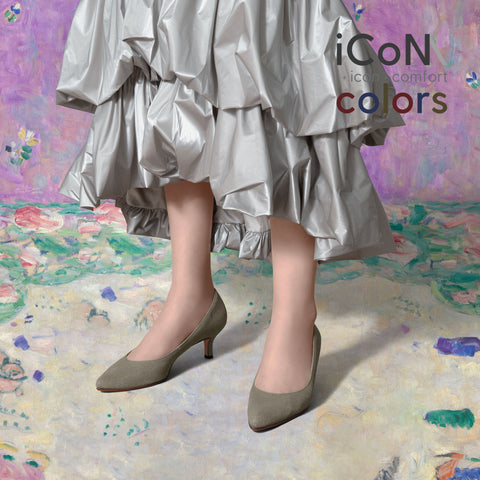 Basic Item SALE10%OFF：2024AW：iCoN COLORS：ポインテッドトゥ スエード パンプス（C57172）グレージュS/mamian（マミアン）