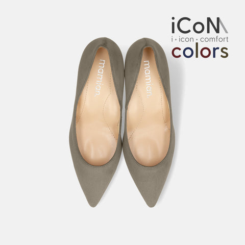 Basic Item SALE10%OFF：2024AW：iCoN COLORS：ポインテッドトゥ スエード パンプス（C76532）グレージュS/mamian（マミアン）