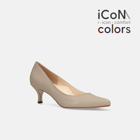 2024AW：iCoN COLORS：ポインテッドトゥ スムース パンプス（C57173）グレージュ/mamian（マミアン）