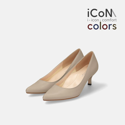 Basic Item SALE10%OFF：2024AW：iCoN COLORS：ポインテッドトゥ スムース パンプス（C57173）グレージュ/mamian（マミアン）