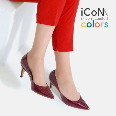 iCoN COLORS：ポインテッドトゥ エナメル パンプス（C76531）ボルドーE/mamian（マミアン）