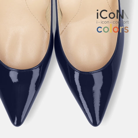 15%OFF：2025SS：iCoN COLORS：ポインテッドトゥ エナメル パンプス（C76531）クラシックネイビー/mamian（マミアン）