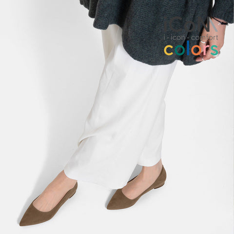 30%OFF：iCoN COLORS：ポインテッドトゥ スエード フラットシューズ（C20142）トープS/mamian（マミアン）
