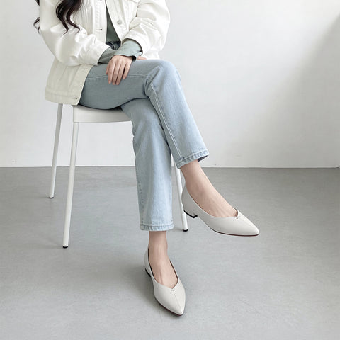 予約：メタルパーツ フラットシューズ（m17064）ホワイトグレー/mamian（マミアン）