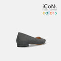 ラストワン50%OFF：iCoN COLORS：ポインテッドトゥ スエード フラットシューズ（C20142）チャコールS/mamian（マミアン）