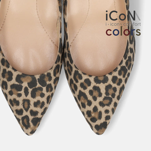 ラストワン30%OFF：iCoN COLORS：ポインテッドトゥ スエード パンプス（C57172）レオパードS/mamian（マミアン）