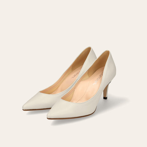 ラストワン50%OFF：iCoN COLORS：ポインテッドトゥ スムース パンプス（C76533）アイボリー/mamian（マミアン）